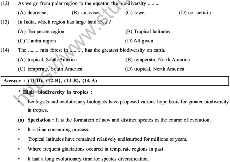 NEET Biology Biodiversity And Its Conservation MCQs Set B, Multiple ...